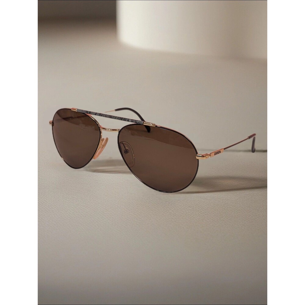 Men's Vintage Carerra 5349 Gold Tone Gray Tortoise Aviator Sunglasses